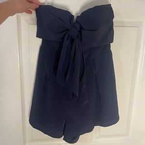 Lulus navy blue tie front romper